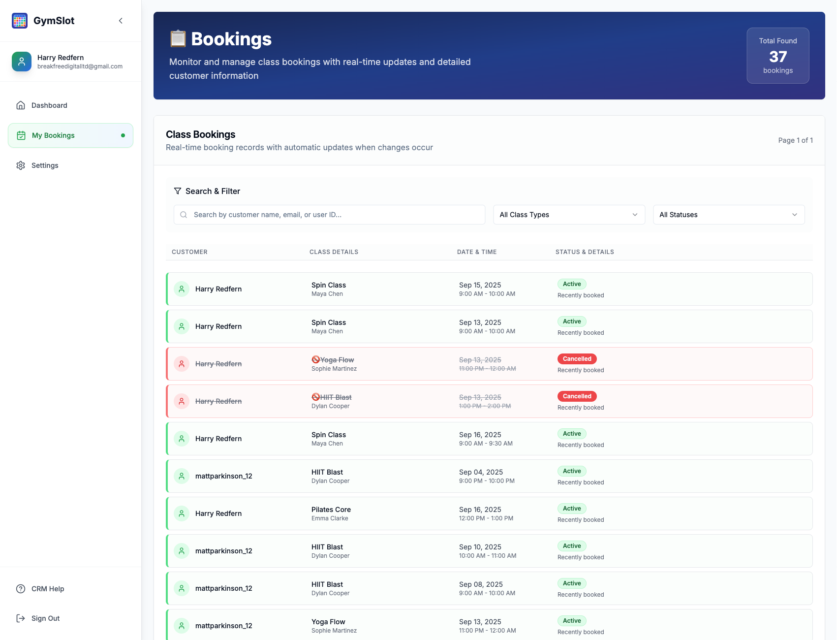 Bookings Overview